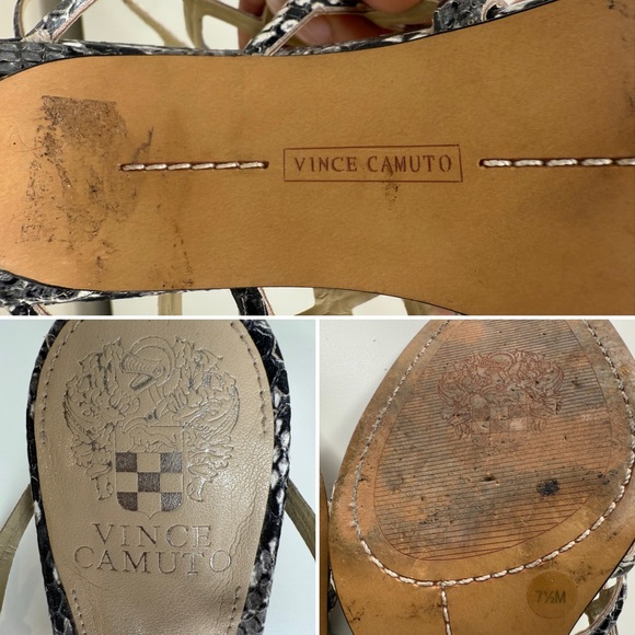 Vince Camuto Snakeskin Gladiator Strappy Heels Sandals 2.5” Kitten Heel Sz 7.5M - Picture 8 of 11
